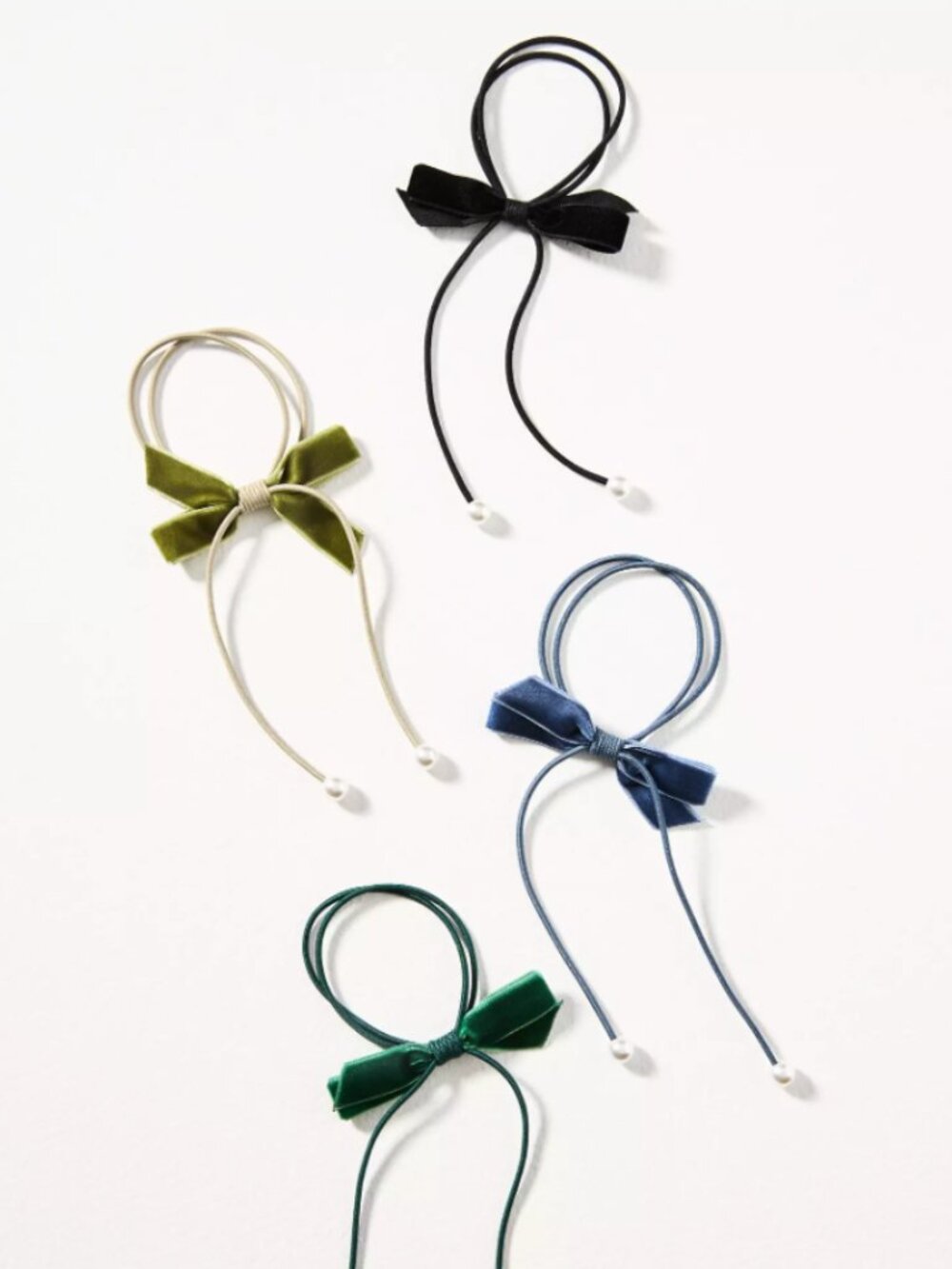 Anthropologie Velvet Bow Hair Ties, Set of 4